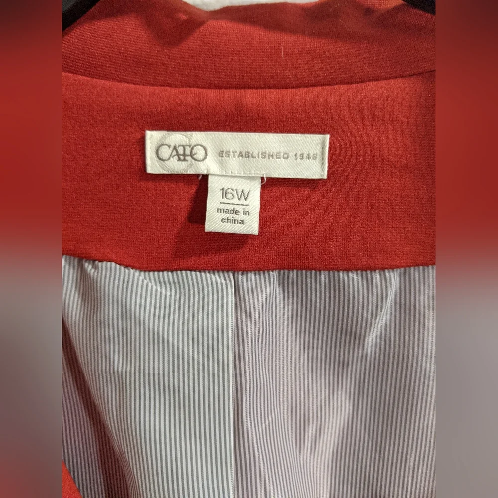 Cato Plus Size 16w Women's Long Sleeve 1 Button Closure Blazer Jacket Orange Red